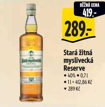 Stará žitná myslivecká Reserve, 0,7 l