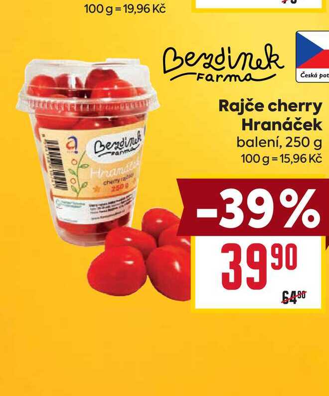 Rajče cherry Hranáček balení, 250 g 