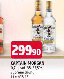 CAPTAIN MORGAN 0,7l vol. 35-37,5% vybrané druhy