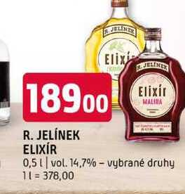 R. JELÍNEK ELIXÍR 0,5l vol. 14,7% vybrané druhy 