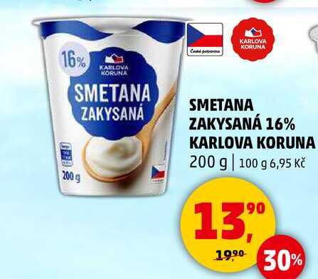 SMETANA ZAKYSANÁ 16% KARLOVA KORUNA, 200 g  
