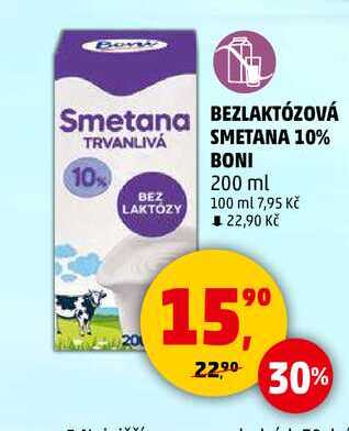 BONI BEZ LAKTÓZY SMETANA 10%, 200 ml  