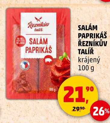SALÁM PAPRIKAŠ ŘEZNÍKŮV TALÍŘ krájený, 100 g 