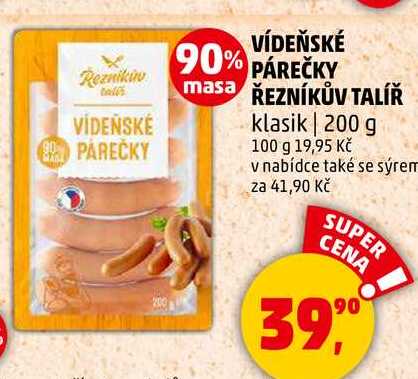 VÍDEŇSKÉ PAREČKY ŘEZNÍKŮV TALÍŘ klasik, 200 g