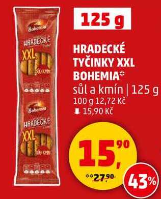 HRADECKÉ TYČINKY XXL BOHEMIA sůl a kmín, 125 g 