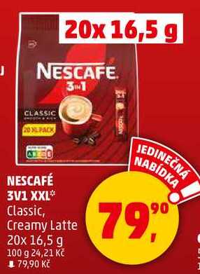 NESCAFÉ 3V1 XXL Classic, Creamy Latte, 20x 16,5 g 