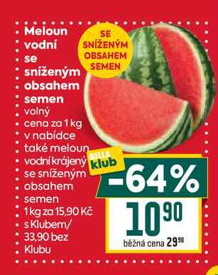 Meloun vodní se sníženým obsahem semen volný cena za 1 kg 