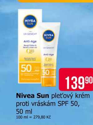 Nivea Sun pleťový krém proti vráskám SPF 50, 50 ml 