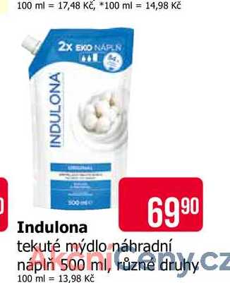 Indulona tekuté mýdlo náhradní náplň 500 ml, různé druhy