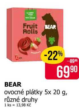 BEAR Rolls ovocné plátky 5x 20 g, různé druhy 