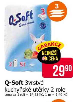 Q-Soft 3vrstvé kuchyňské utěrky 2 role 