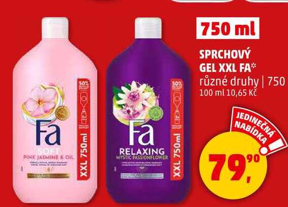 SPRCHOVÝ GEL XXL FA různé druhy, 750 ml