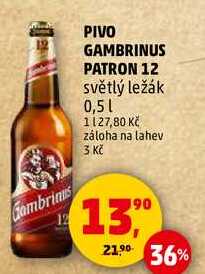 GAMBRINUS PATRON 12 světlý ležák, 0,5 l