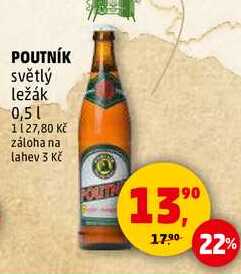 POUTNÍK světlý ležák, 0,5 l 