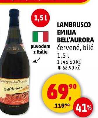 LAMBRUSCO EMILIA BELL'AURORA původem červené, 1,5 l 