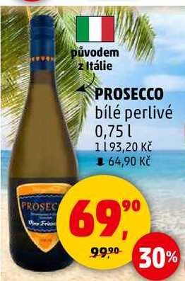 PROSECCO bílé perlivé, 0,75 l