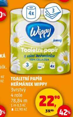 TOALETNÍ PAPÍR HEŘMÁNEK WIPPY 3vrstvý, 4 role  
