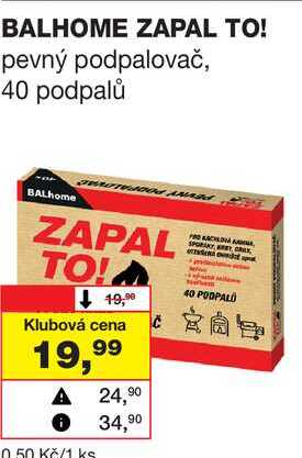BALHOME ZAPAL TO! pevný podpalovač, 40 podpalů 