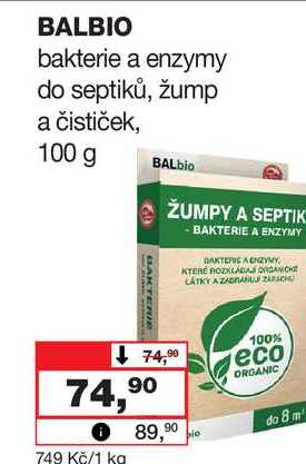 BALBIO bakterie a enzymy do septiků, žump a čističek, 100 g 