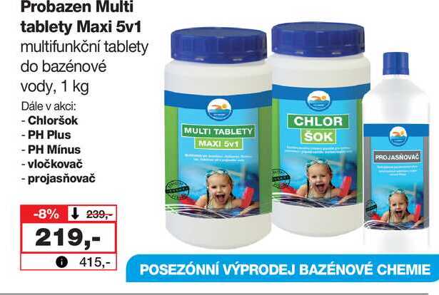 Probazen Multi tablety Maxi 5v1 multifunkční tablety do bazénové vody, 1 kg 