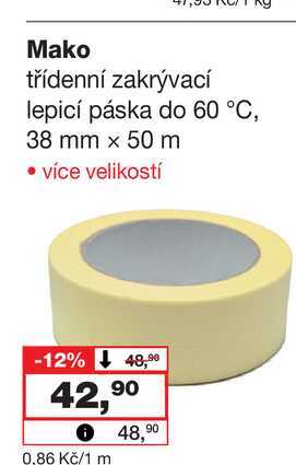 Mako třídenní zakrývací lepicí páska do 60 °C, 38 mm x 50 m 