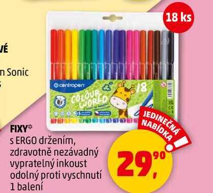 FIXY S ERGO držením, zdravotně nezávadný vypratelný inkoust odolný proti vyschnutí, 1 balení  
