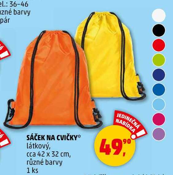 SÁČEK NA CVIČKY látkový, cca 42 x 32 cm, různé barvy, 1 ks 