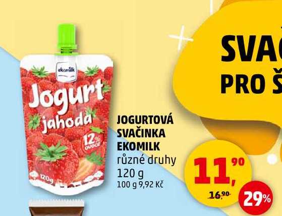 JOGURTOVÁ SVAČINKA EKOMILK různé druhy, 120 g 