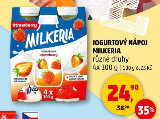 JOGURTOVÝ NÁPOJ MILKERIA různé druhy, 4x 100 g 