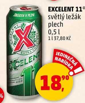 EXCELENT 11 světlý ležák plech, 0,5 l