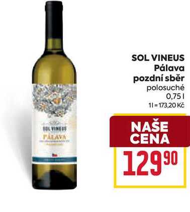 SOL VINEUS Pálava pozdní sběr polosuché 0,75l 