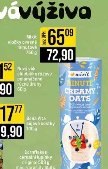 Mixit vločky ovesné minutové 750 g 