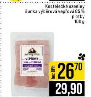 Kostelecké uzeniny šunka výběrová vepřová 85% plátky 100 g 