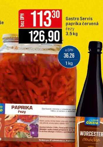 Gastro Servis paprika červená řezy 3,5kg