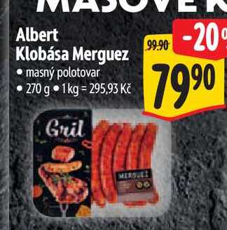 Albert Klobása Merguez  270 g