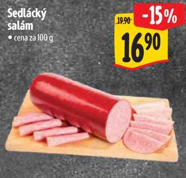 Sedlácký salám, cena za 100 g 