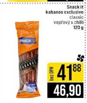Snack it kabanos exclusive classic vepřový s chilli 120 g