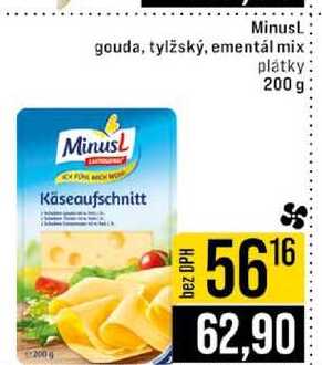 Minusl gouda tylžský ementál mix plátky 200 g