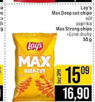 Lay's Max Deep cut chips súl paprika Max Strong chips různé druhy 55 g 