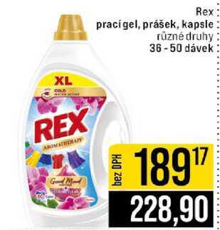 Rex prací gel, prášek, kapsle různé druhy 36-50 dávek