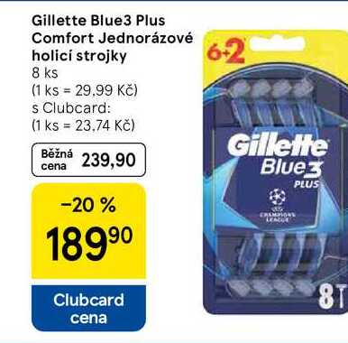 Gillette Blue3 Plus Comfort Jednorázové holicí strojky, 8 ks  