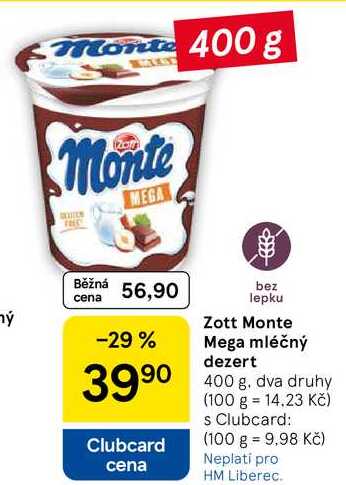 Zott Monte Mega mléčný dezert, 400 g