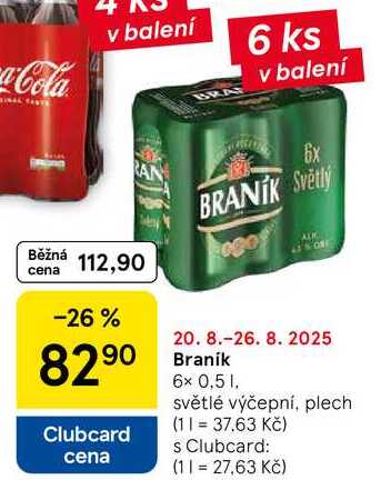 Braník, 6x 0.5 l v akci