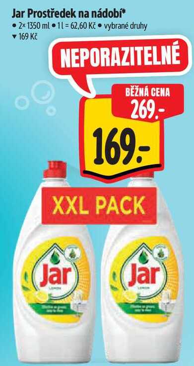 Jar Prostředek na nádobí, 2x 1350 ml  