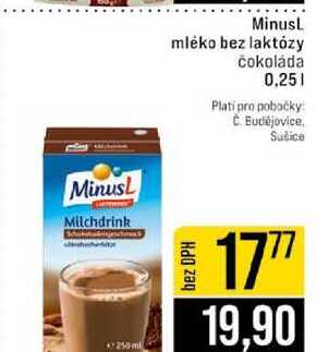 Minusl mléko bez laktózy čokoláda 0,25l