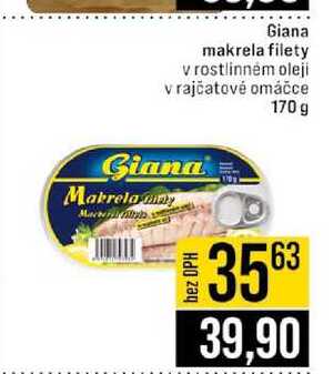 Giana makrela filety v rostlinném oleji v rajčatové omáčce 170 g 