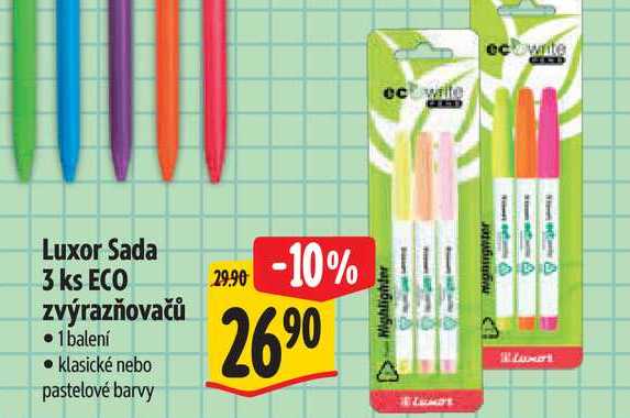 Luxor Sada 3 ks ECO zvýrazňovačů 