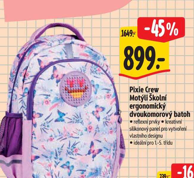  Pixie Crew Motýli Školní ergonomický dvoukomorový batoh 