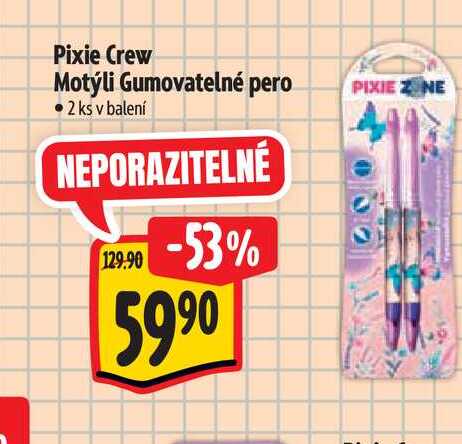 Pixie Crew Motýli Gumovatelné pero 2 ks  