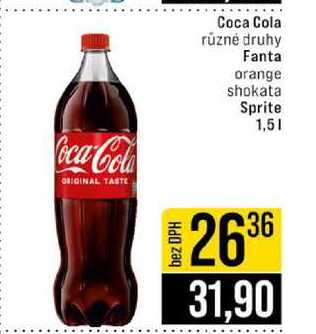Coca Cola různé druhy Fanta orange shokata Sprite 1,5l